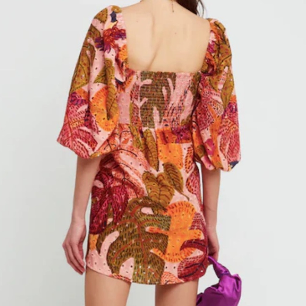 Kourt Few Moda Robbie Palm Print Eyelet Dress - Picture 3 of 13